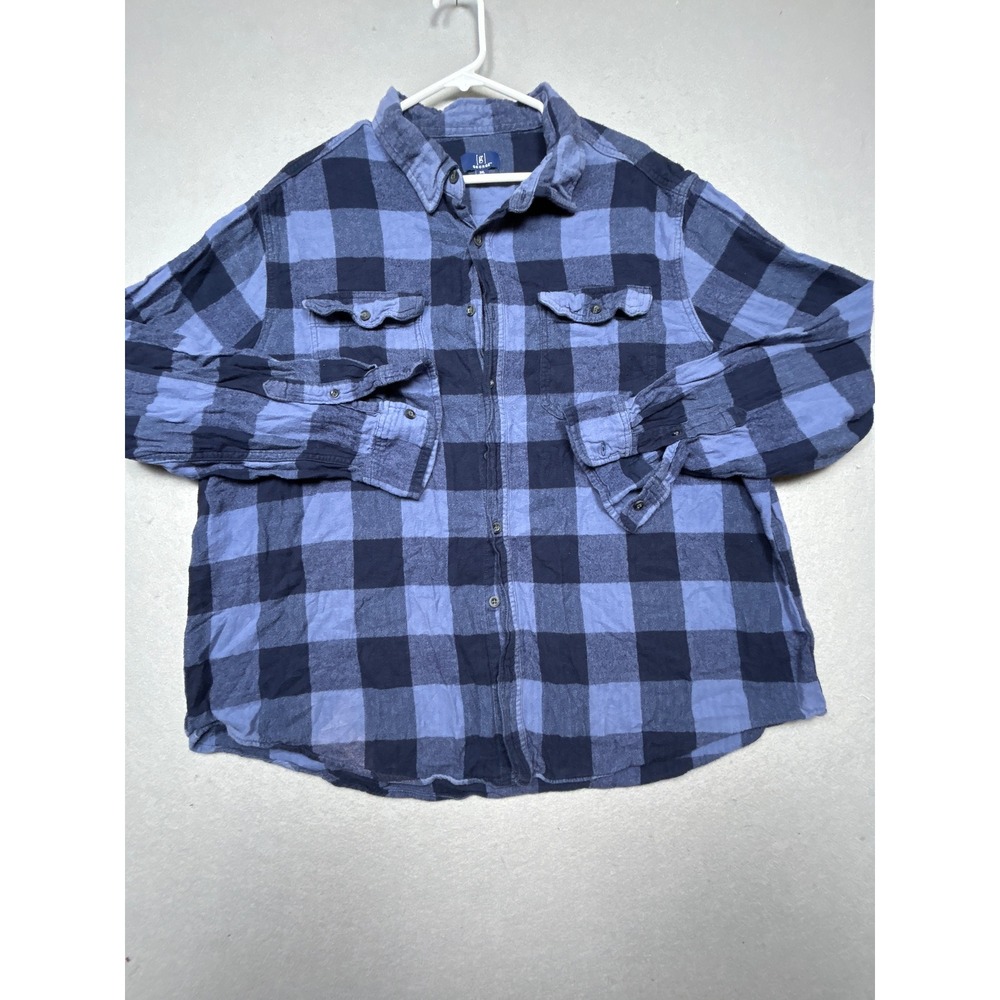 George Button Down Shirt Cotton Viscose Blue Buffalo Plaid 3XL Mens
